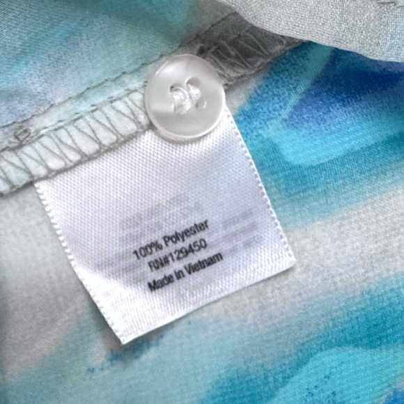 ANA A New Approach Sheer Abstract Blue Peasant Blouse 2X Tie Neck - Picture 8 of 10